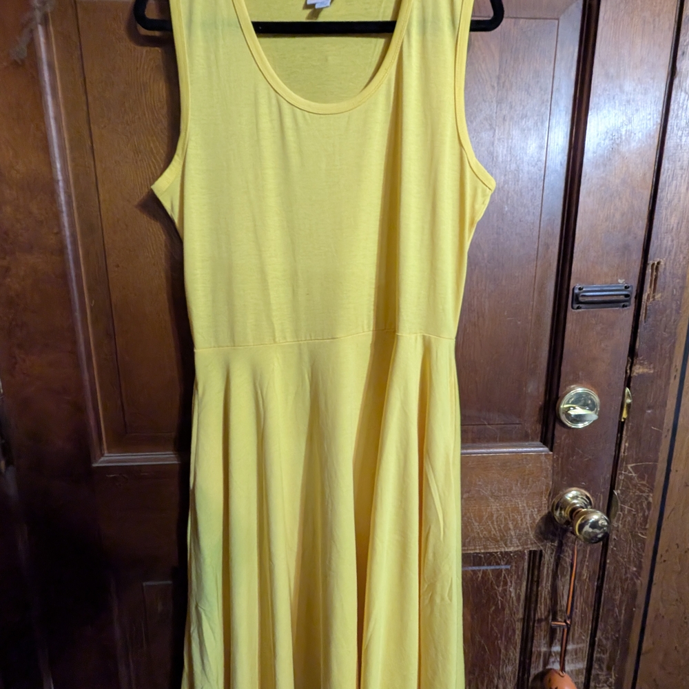 LuLaRoe Yellow Sleeveless Scoop Neck Midi Sundress
